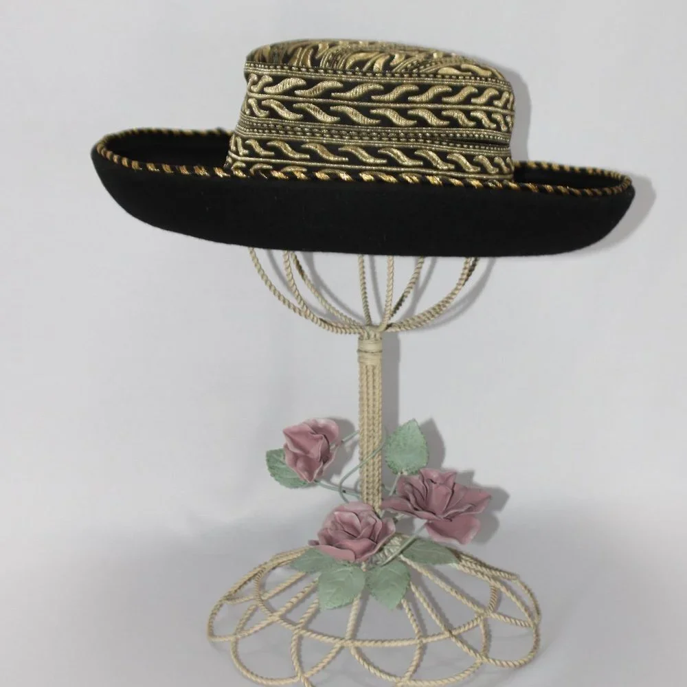 Vintage Dasha 100% Wool Black & Gold Hat